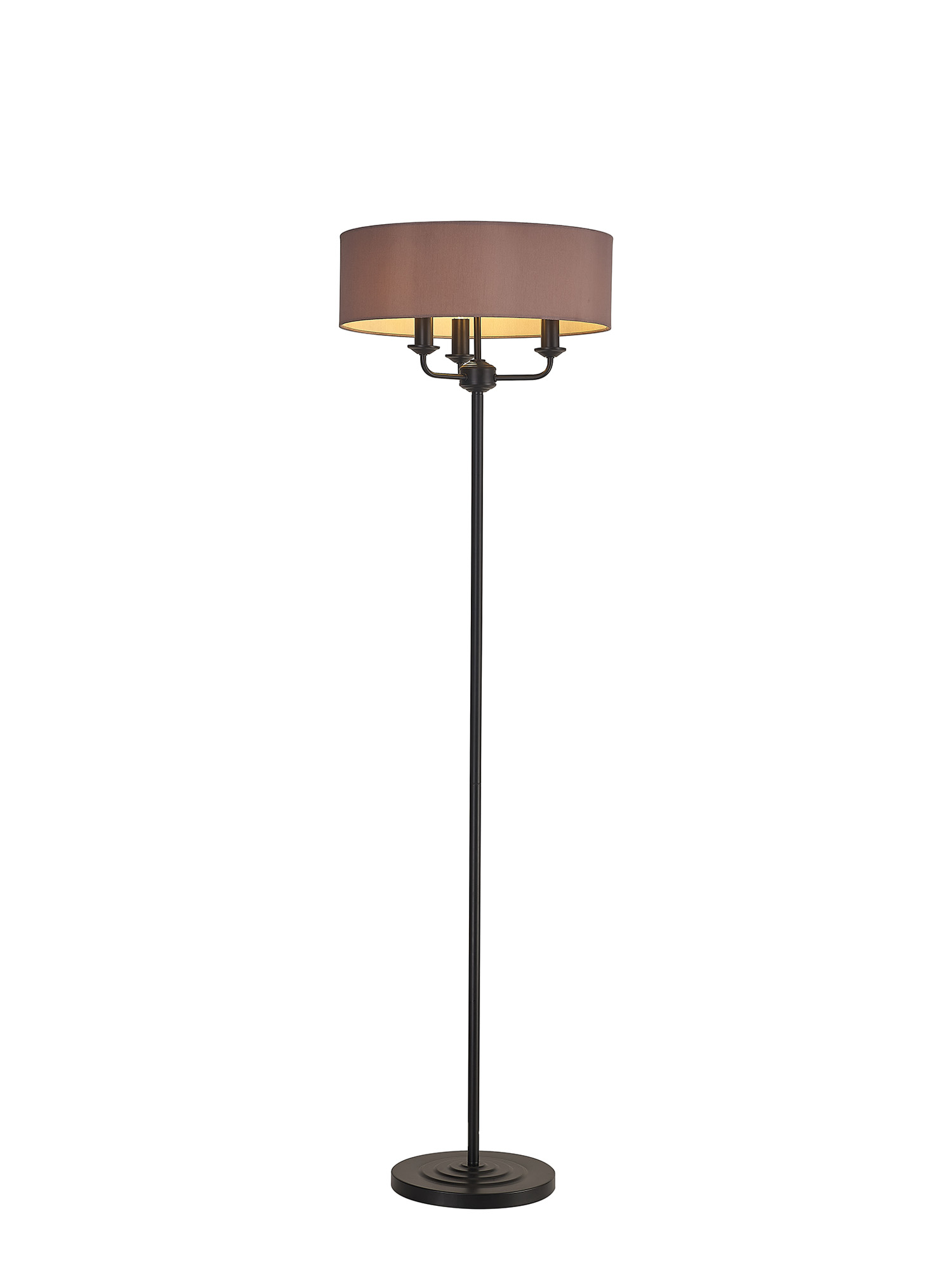 DK1058  Banyan 45cm 3 Light Floor Lamp Matt Black, Taupe